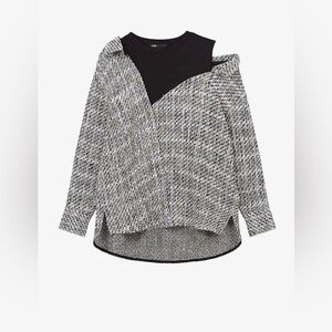 Maje Liatola Tweed Vest-insert Woven Shirt Size 3 - Large